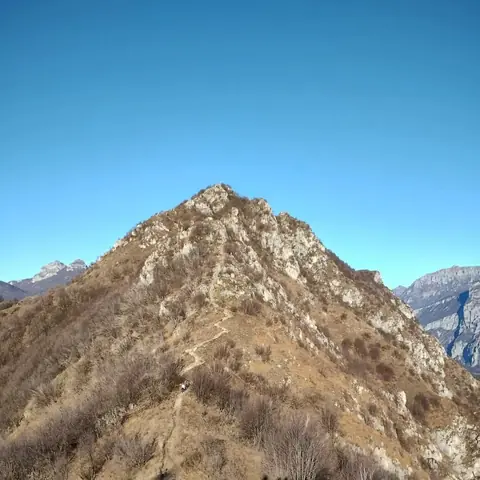 Cresta erbosa sotto il cielo azzurro